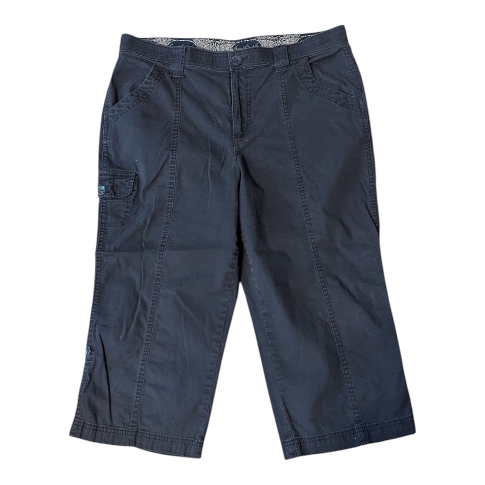 Gloria Vanderbilt Navy Jill Mid-Rise Adjust. Length Stretch Cargo Cropped Pants